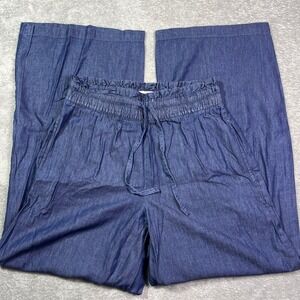 DIP Denim Blue‎ Wide Leg Women's Pants XS Drawstring Waist Casual Comfy Summer